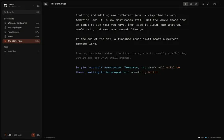 Authorship, dark theme