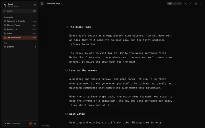 Editor, dark theme