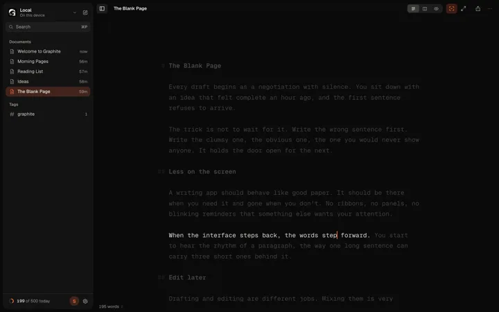 Focus Mode, dark theme